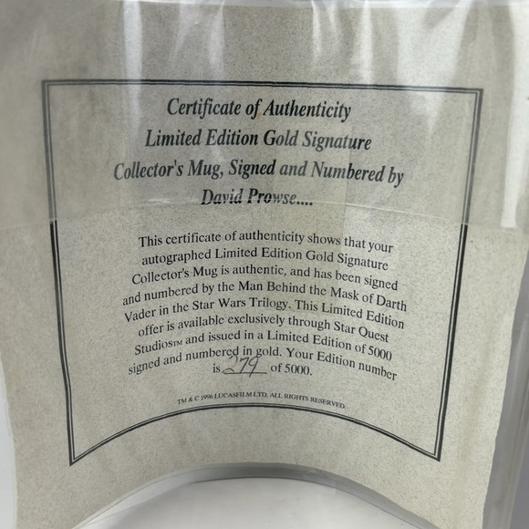 SIGNED David Prowse Autograph Darth Vader Helmet Applause Mug 279/5000 Star Wars - Picture 6 of 6